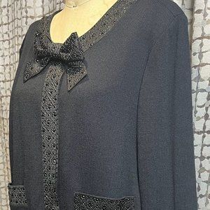 NWT ST JOHN EVENING COLLECTION CLASSIC SANTANA BLACK KNIT SUIT 16